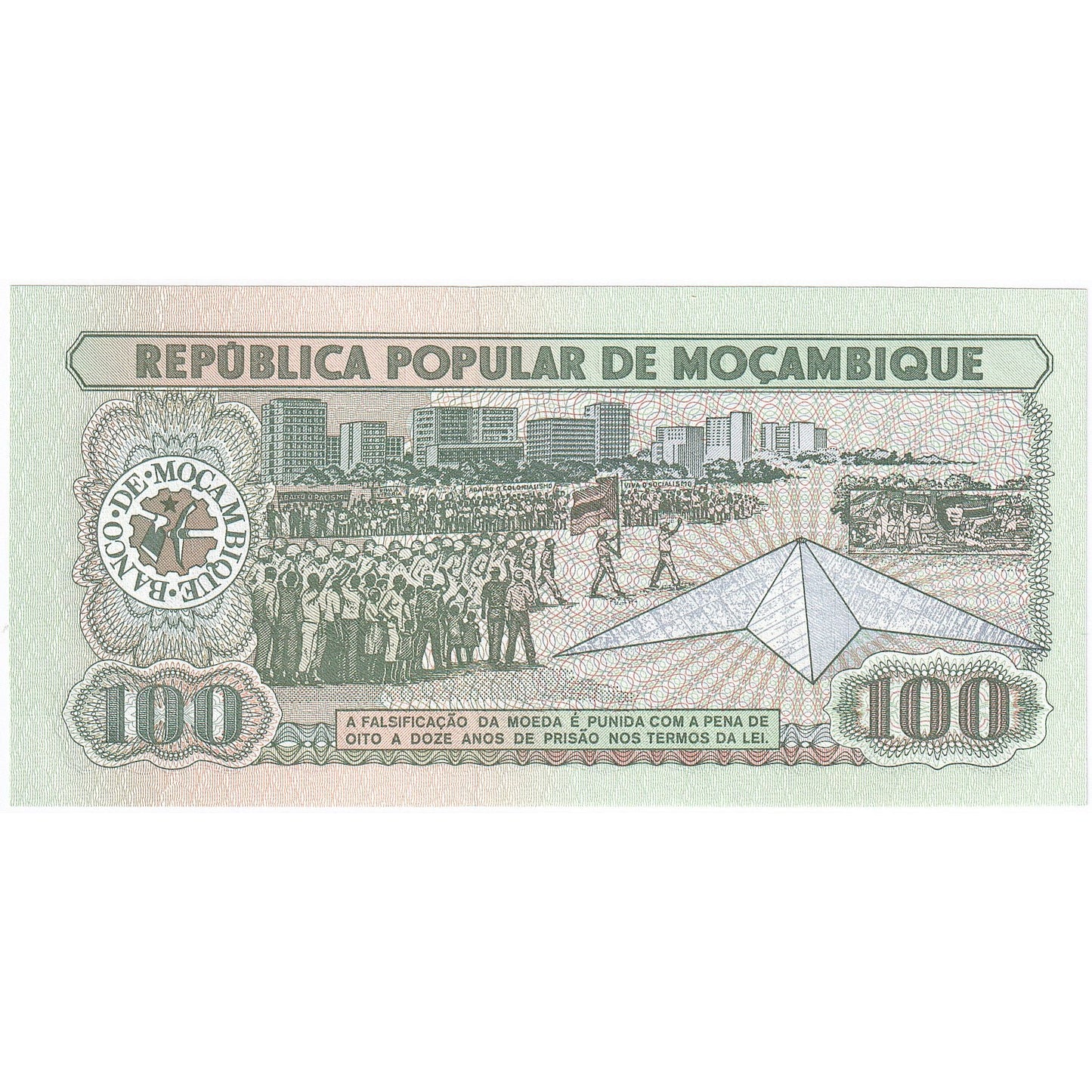 Mozambik, 
  
  100 Meticais, 
  
  1989