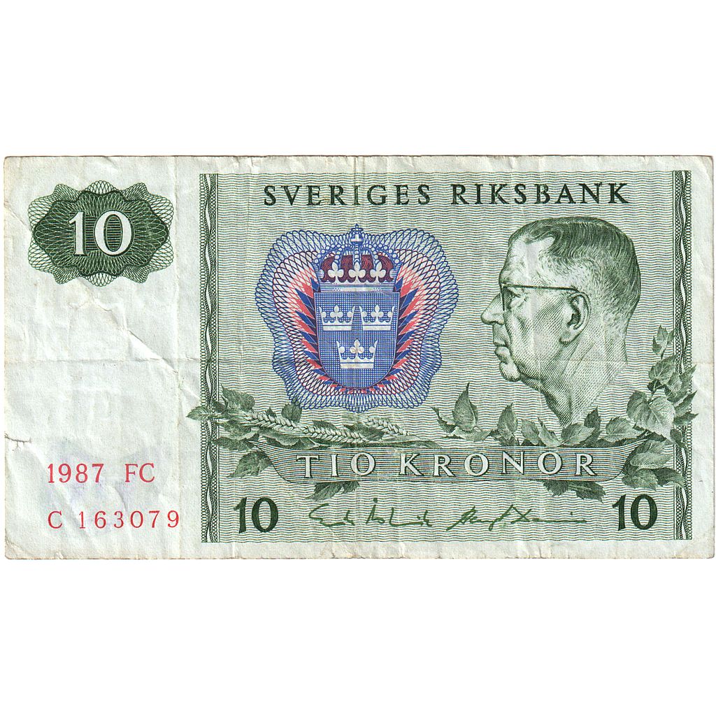 İsveç, 
  
  10 Kronor, 
  
  1987