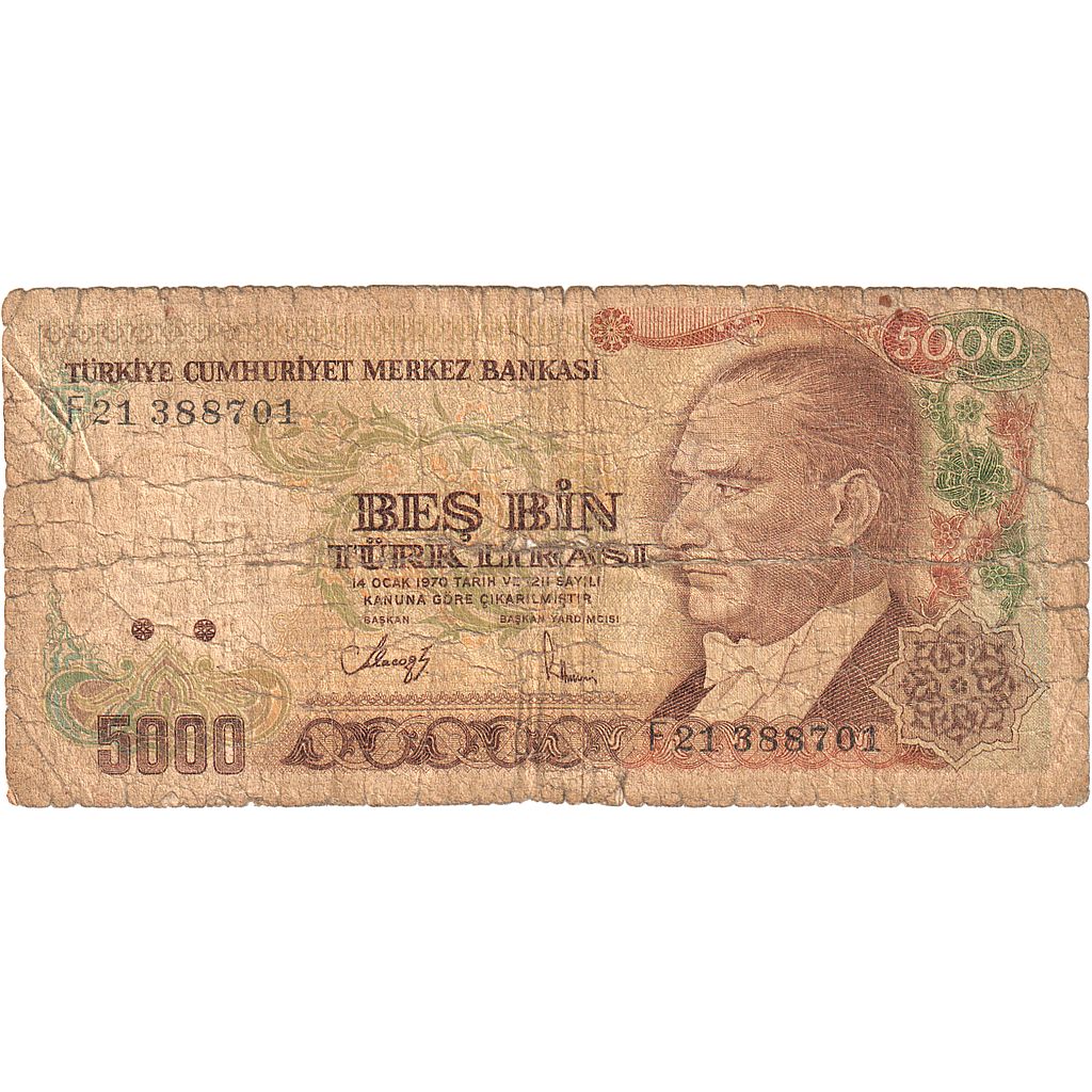 Hindi, 
  
  5000 lira, 
  
  1970