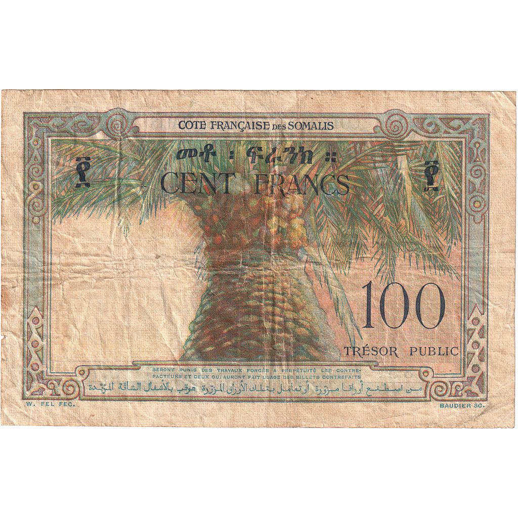 Fransız Somaliland, 
  
  100 Frank, 
  
  1952