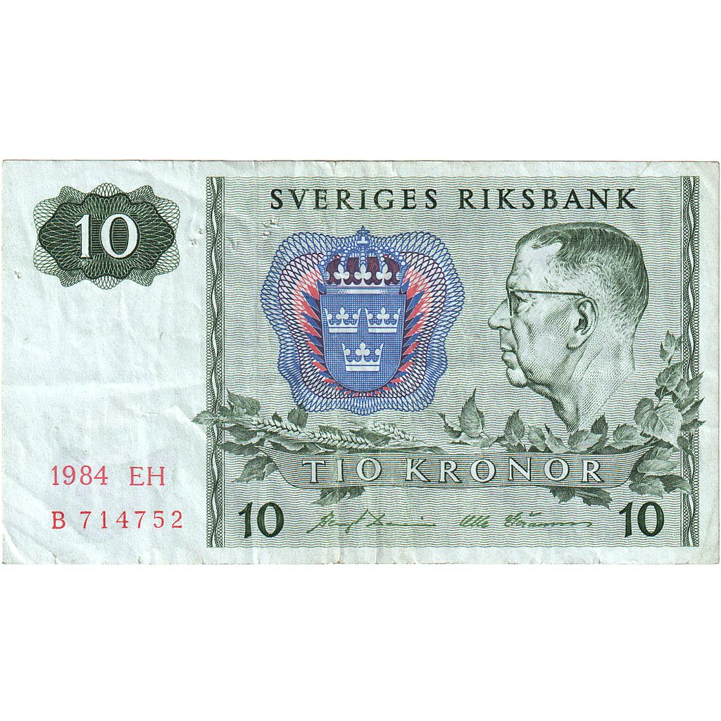 İsveç, 
  
  10 Kronor, 
  
  1963-1990