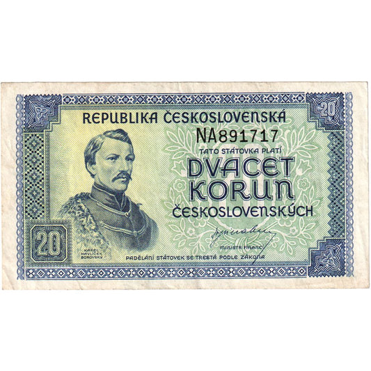 Çekoslovakya, 
  
  20 Korun, 
  
  VF(20-25)