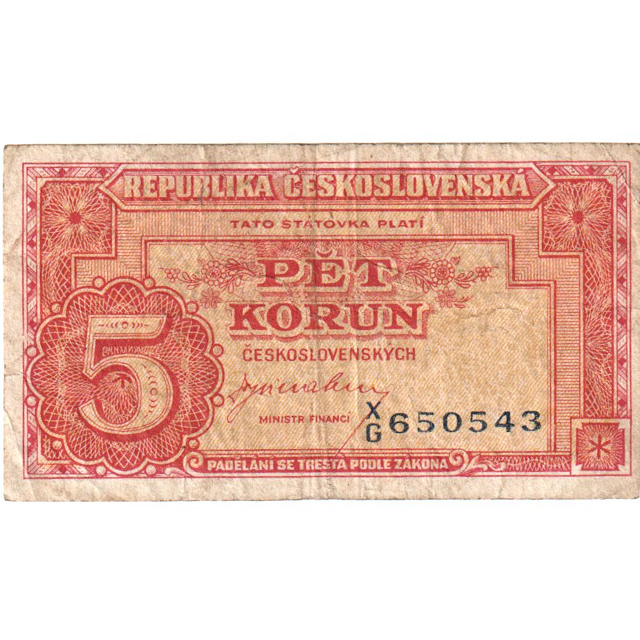 Çekoslovakya, 
  
  5 Korun, 
  
  1949-01-25