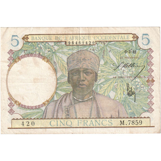 Fransız Batı Afrika, 
  
  5 Frank, 
  
  1941-03-06