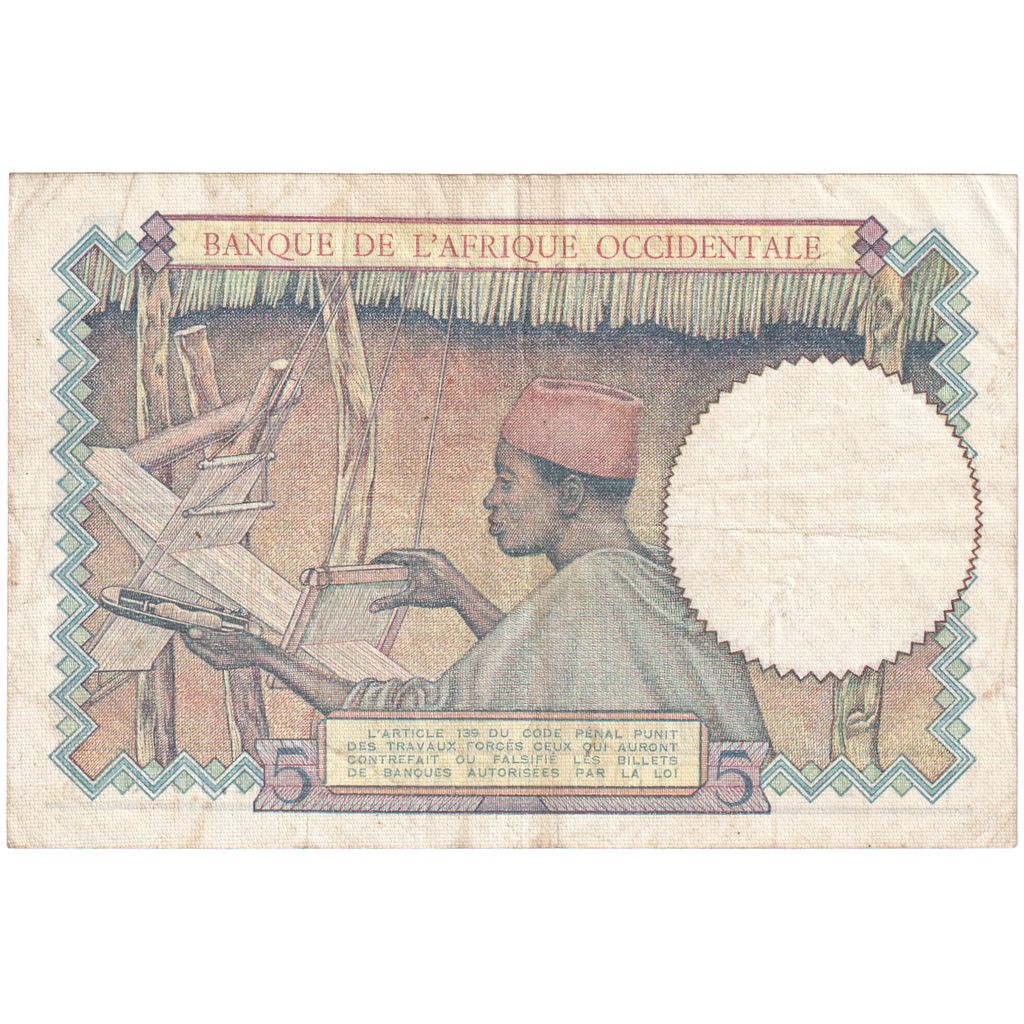 Fransız Batı Afrika, 
  
  5 Frank, 
  
  1941-03-06