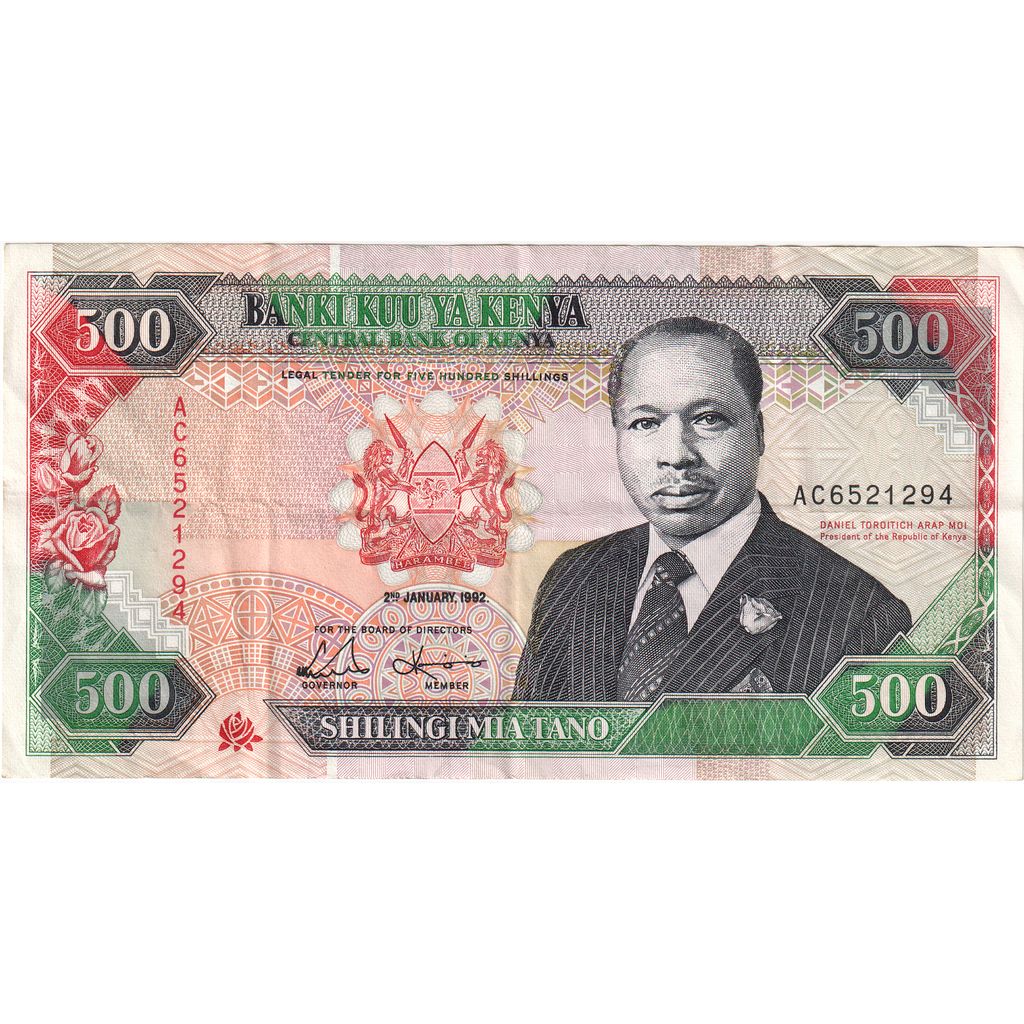 Kenya, 
  
  500 Şilin, 
  
  1992-01-02