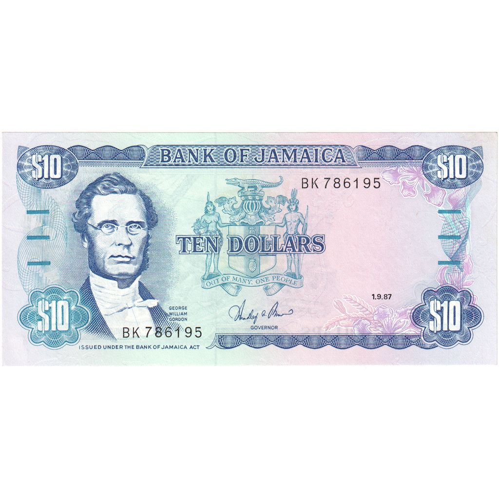 Jamaika, 
  
  10 Dolar, 
  
  1987-09-01