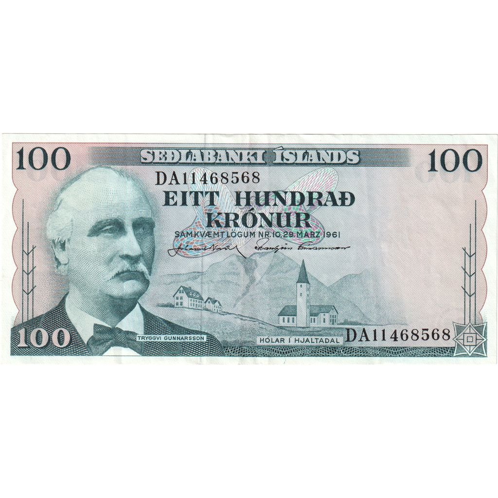 İzlanda, 
  
  100 Kronur, 
  
  1961-03-29