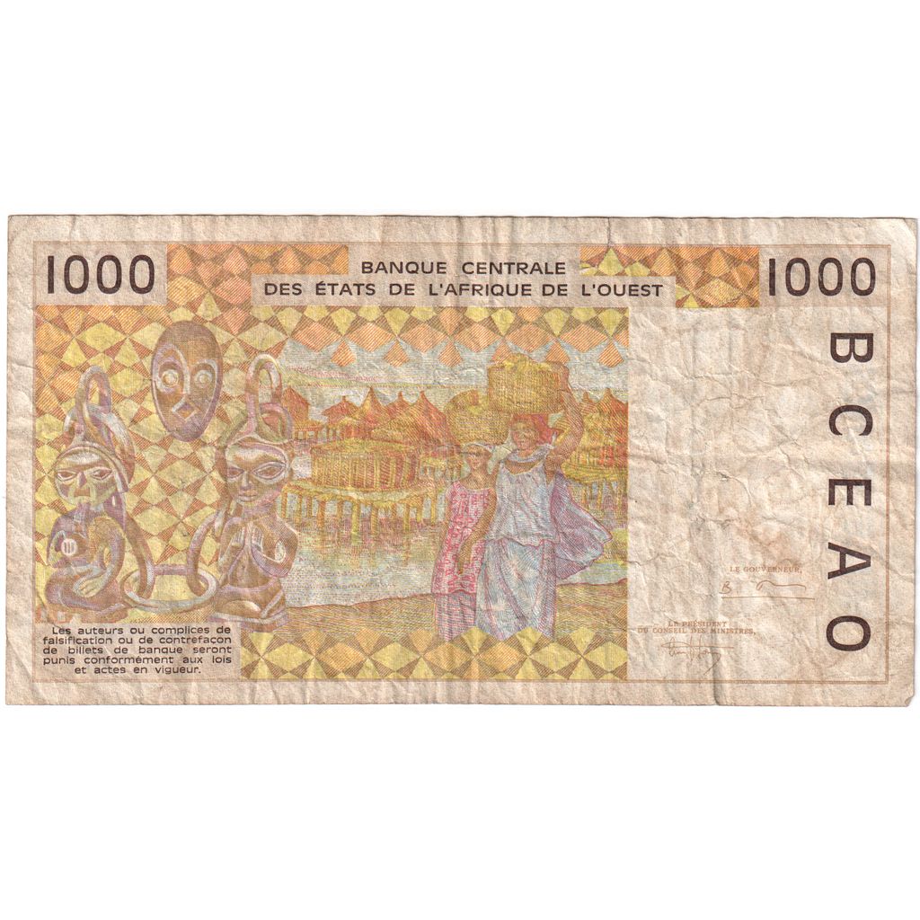 Batı Afrika Devletleri, 
  
  1000 Frank, 
  
  VF(20-25)