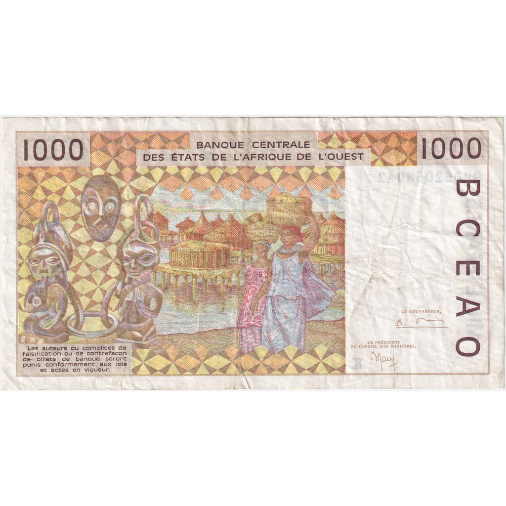 Batı Afrika Devletleri, 
  
  1000 Frank, 
  
  VF(30-35)