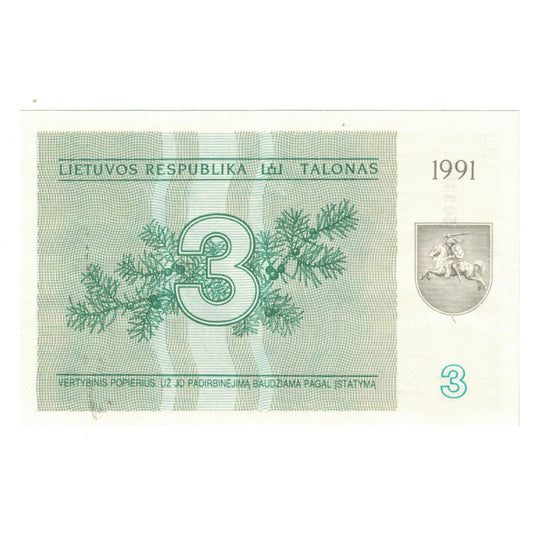 Banknot, 
  
  Litvanya, 
  
  3 (Talonas)