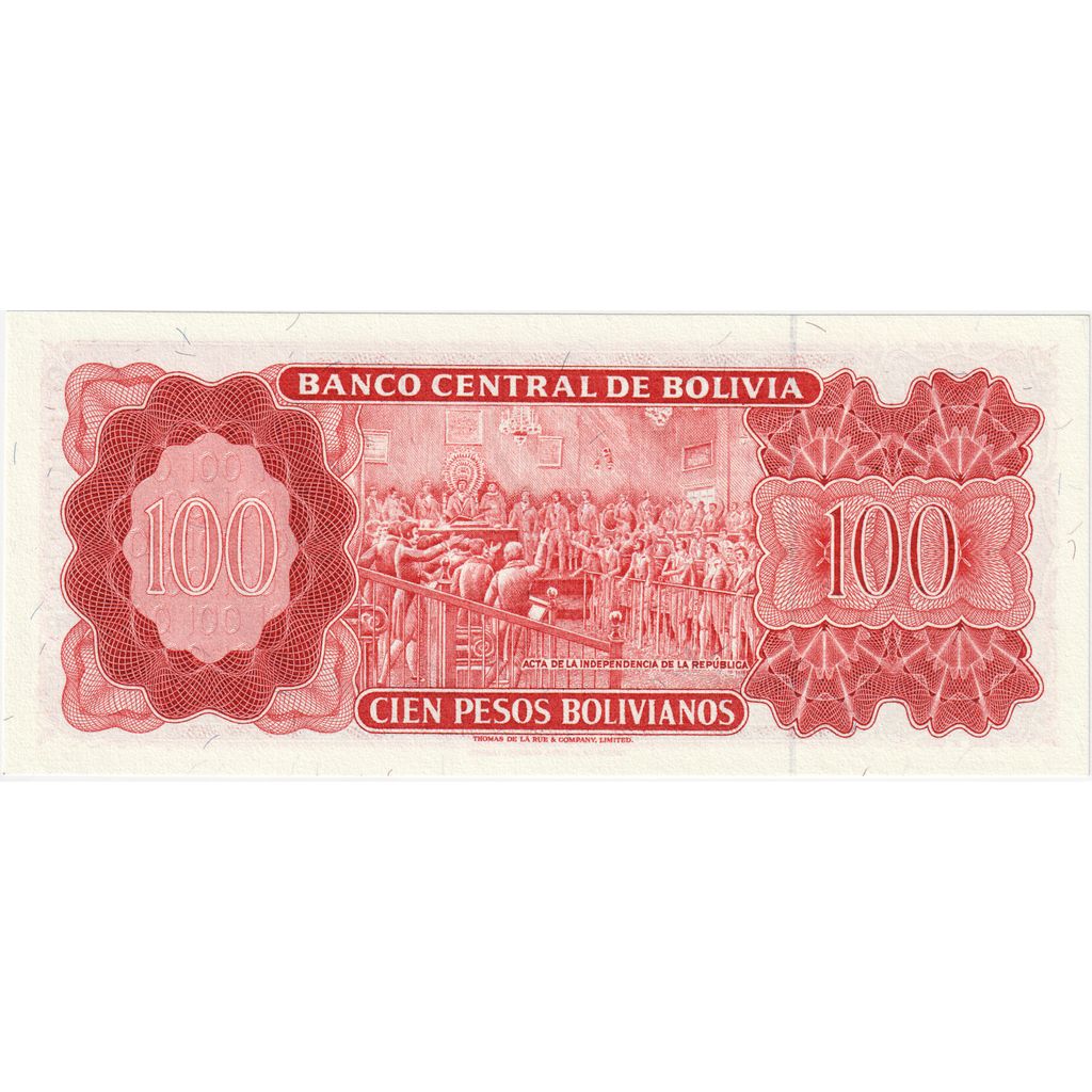 Bolivya, 
  
  100 Peso Bolivyano, 
  
  1962