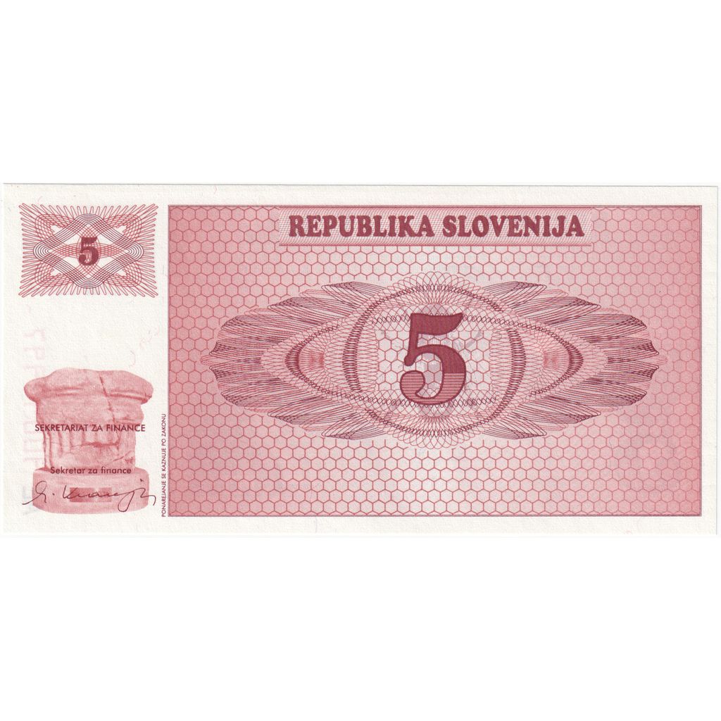 Slovenya, 
  
  5 (Tolarjev), 
  
  KM:3a