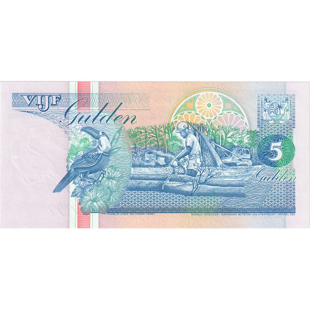 Surinam, 
  
  5 Gülden, 
  
  1991-07-09