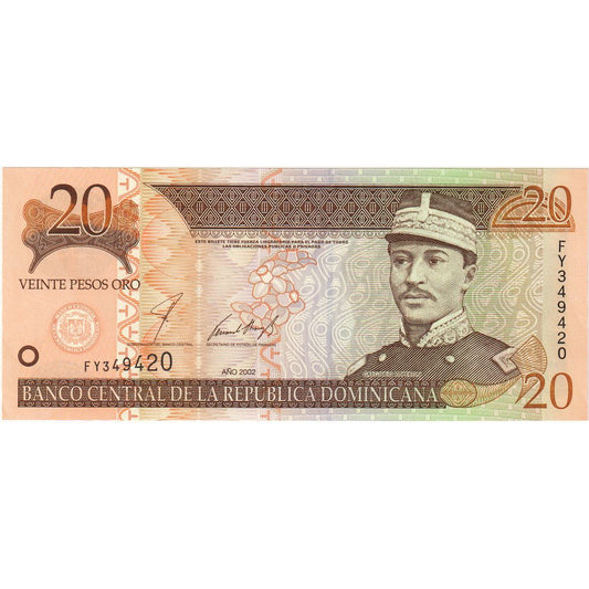 Dominik Cumhuriyeti, 
  
  20 Peso Oro, 
  
  2002