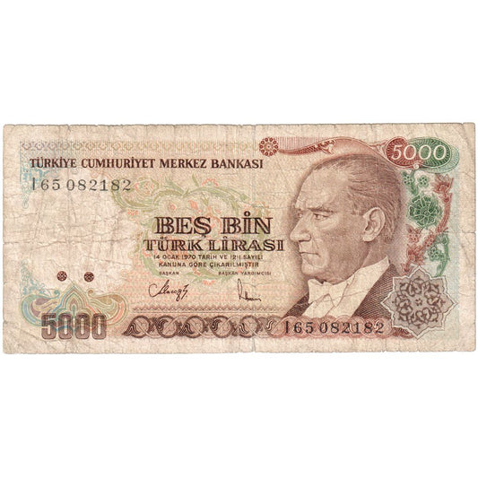 Hindi, 
  
  5000 lira, 
  
  VF(20-25)