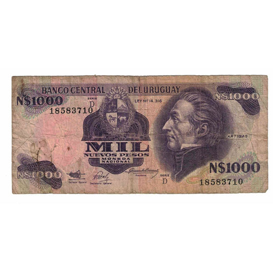 Banknot, 
  
  Uruguay, 
  
  1000 Nuevos Peso