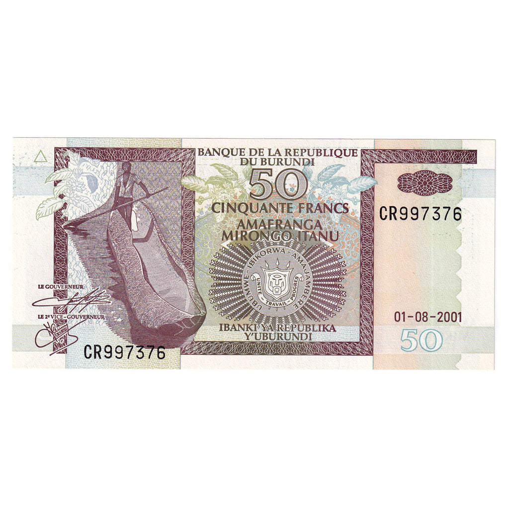 Banknot, 
  
  Burundi, 
  
  50 Frank