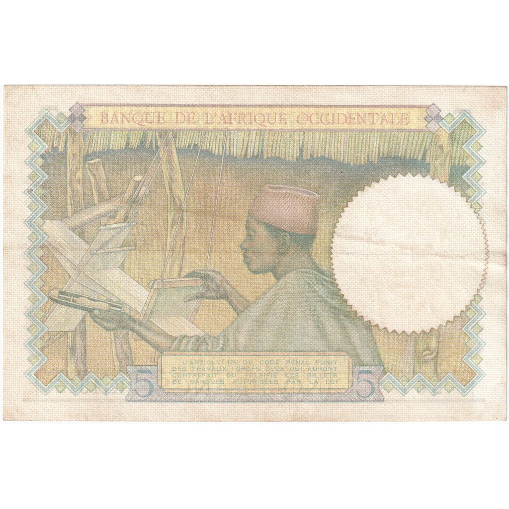 Fransız Batı Afrika, 
  
  5 Frank, 
  
  1936