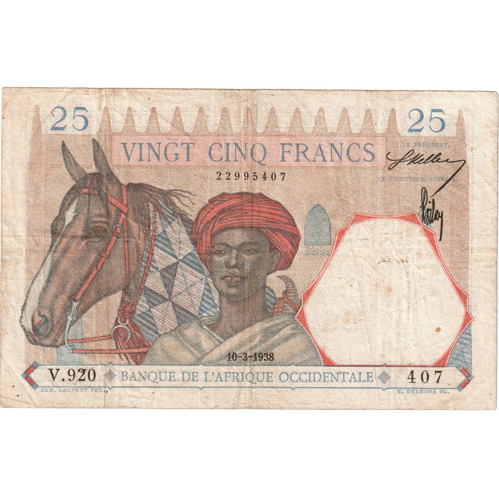 Fransız Batı Afrika, 
  
  25 Frank, 
  
  1938