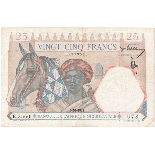 Fransız Batı Afrika, 
  
  25 Frank, 
  
  1942