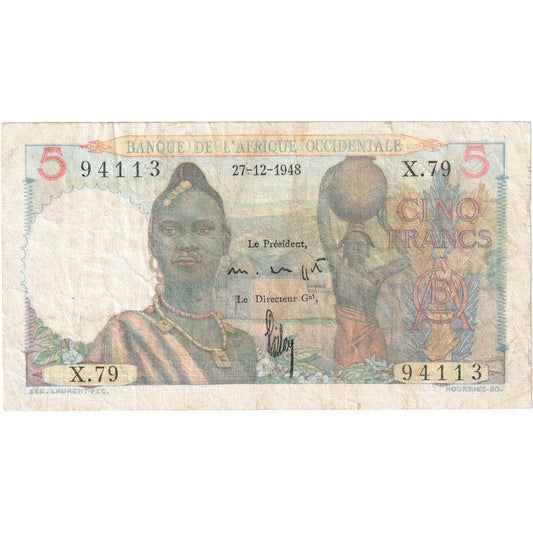 Fransız Batı Afrika, 
  
  5 Frank, 
  
  1948