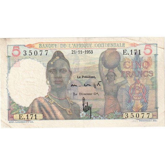 Fransız Batı Afrika, 
  
  5 Frank, 
  
  1953