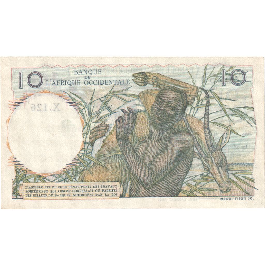 Fransız Batı Afrika, 
  
  10 Frank, 
  
  1953