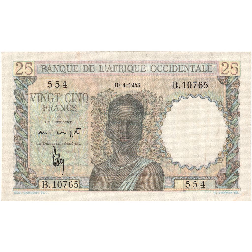 Fransız Batı Afrika, 
  
  25 Frank, 
  
  1953