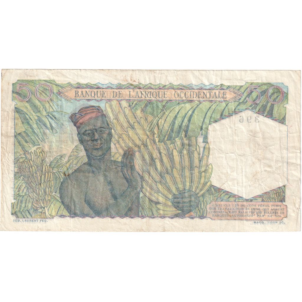 Fransız Batı Afrika, 
  
  50 Frank, 
  
  1944