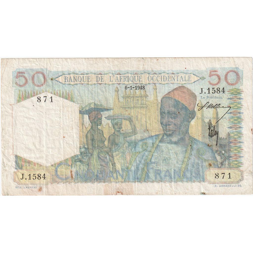 Fransız Batı Afrika, 
  
  50 Frank, 
  
  1948