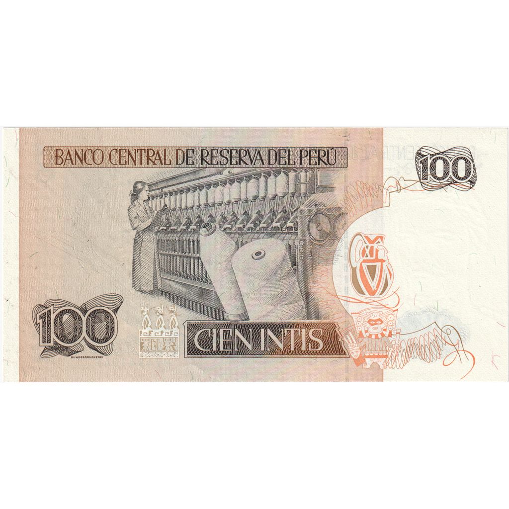 Peru, 
  
  100 Intis, 
  
  1987