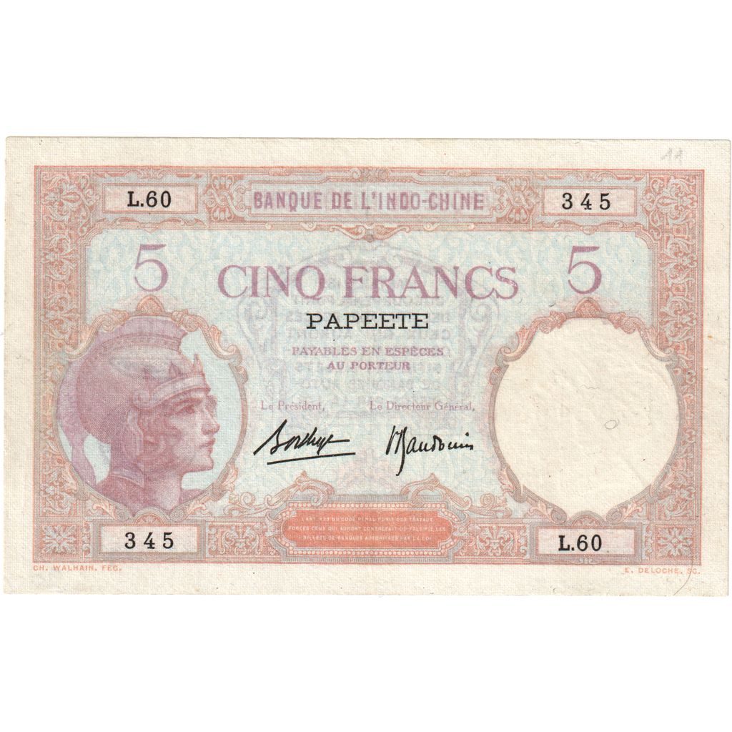 Tahiti, 
  
  5 Frank, 
  
  Tarihsiz (1927)