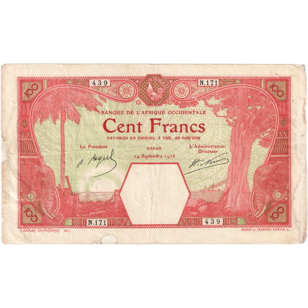 Fransız Batı Afrika, 
  
  100 Frank, 
  
  1926-09-24