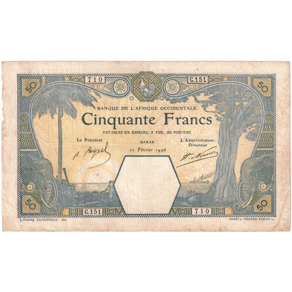 Fransız Batı Afrika, 
  
  50 Frank, 
  
  1926-02-11