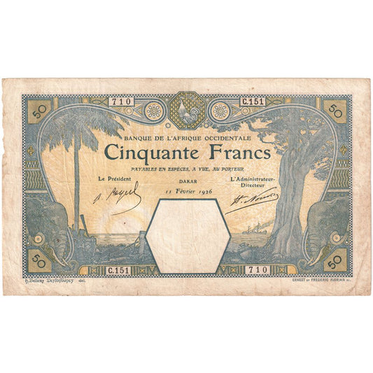 Fransız Batı Afrika, 
  
  50 Frank, 
  
  1926-02-11