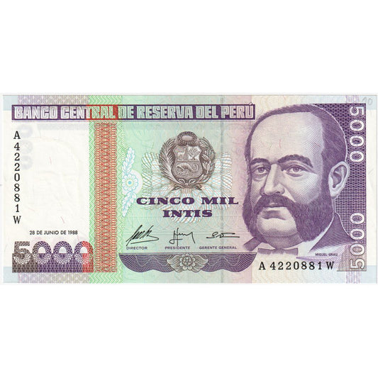 Peru, 
  
  5000 Intis, 
  
  1988-06-28