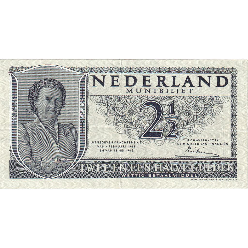 Hollanda, 
  
  2 1/2 Gülden, 
  
  1949-08-08