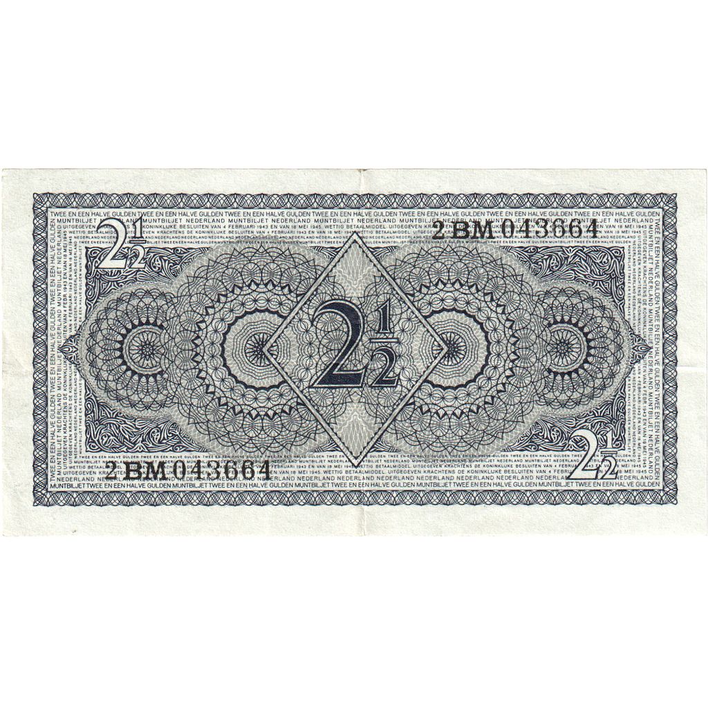 Hollanda, 
  
  2 1/2 Gülden, 
  
  1949-08-08