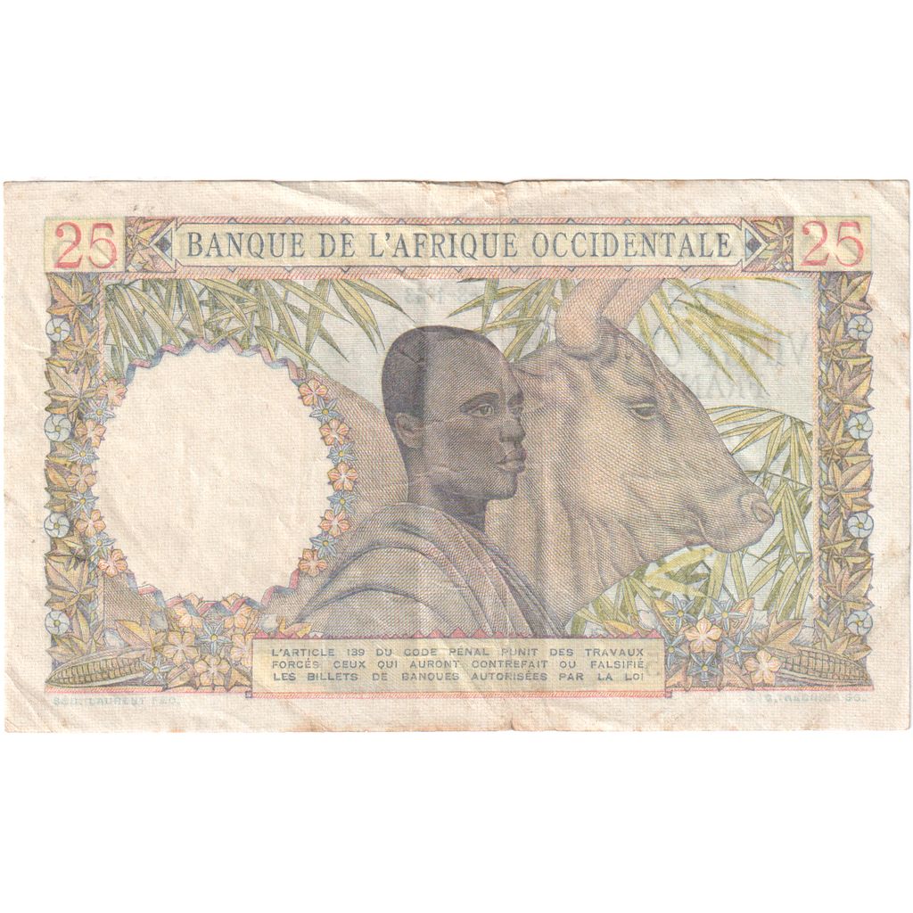 Fransız Batı Afrika, 
  
  25 Frank, 
  
  1943-08-17