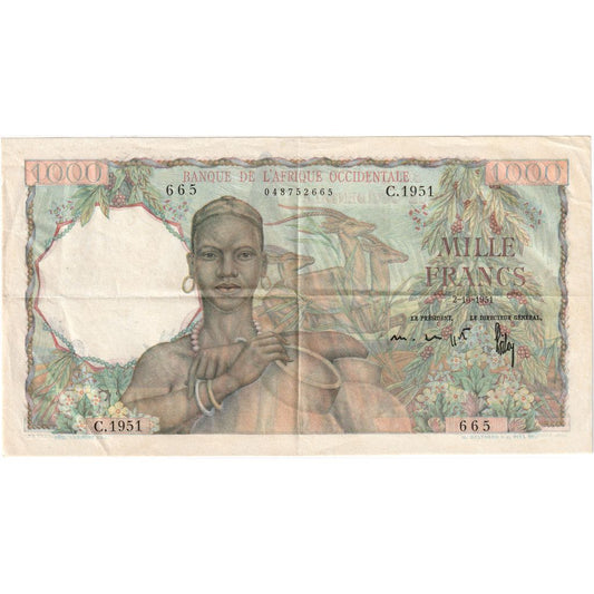 Fransız Batı Afrika, 
  
  1000 Frank, 
  
  1951-10-02