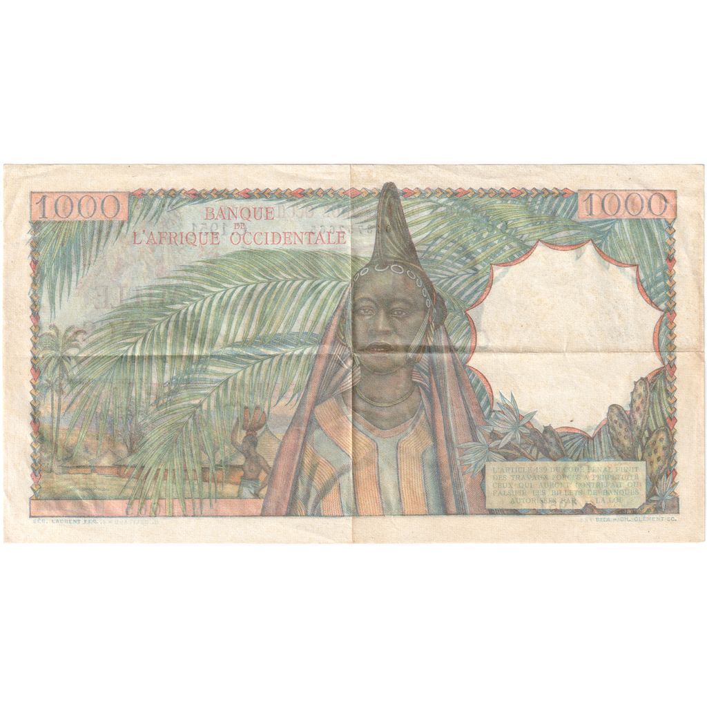 Fransız Batı Afrika, 
  
  1000 Frank, 
  
  1951-10-02