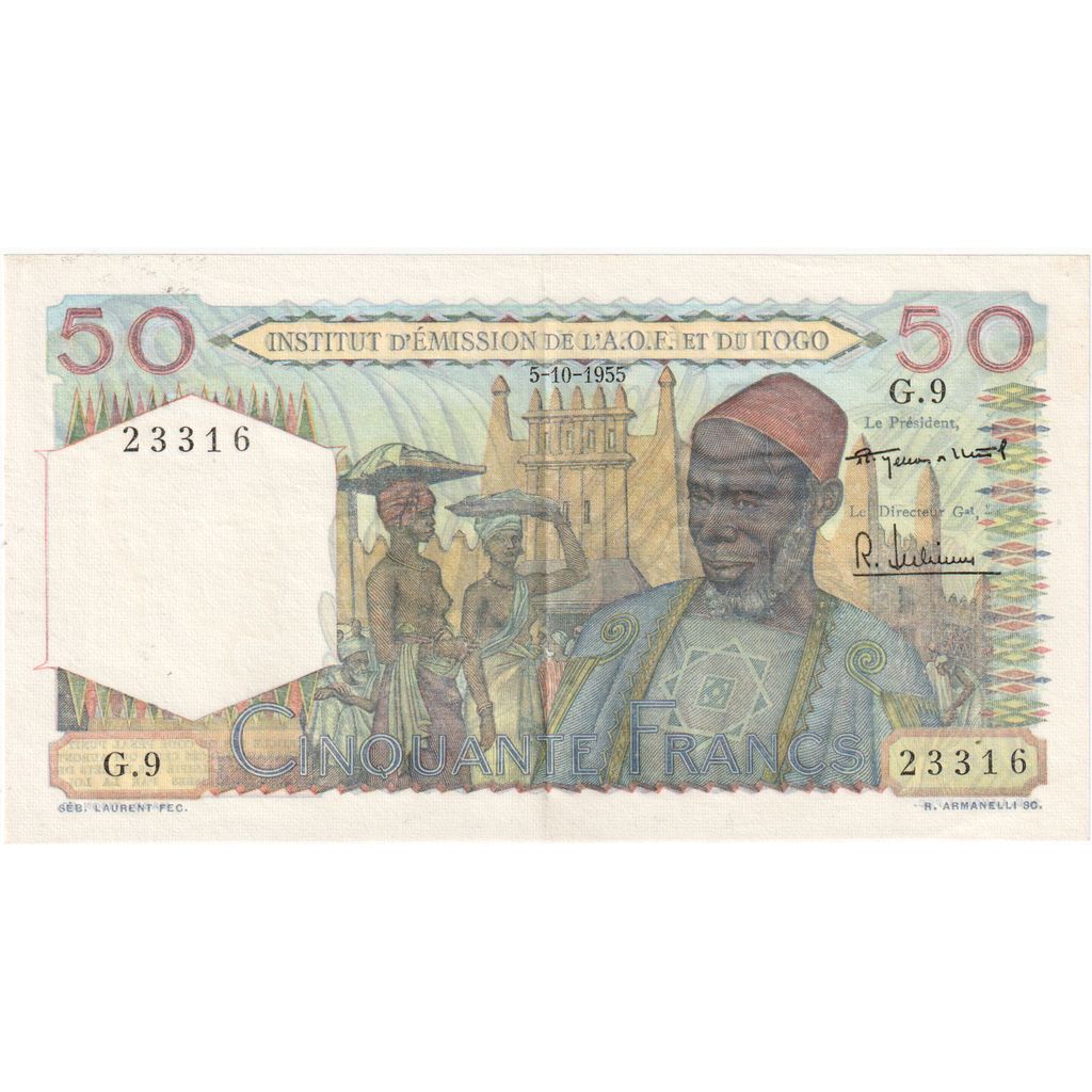 Fransız Batı Afrika, 
  
  50 Frank, 
  
  1955-10-5