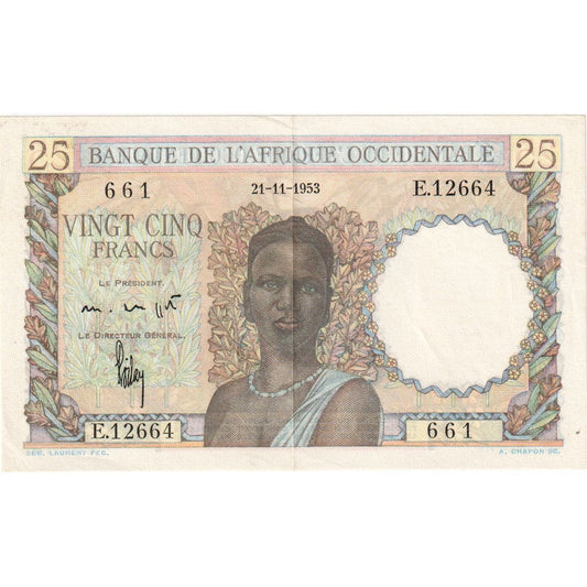 Fransız Batı Afrika, 
  
  25 Frank, 
  
  1953-11-21