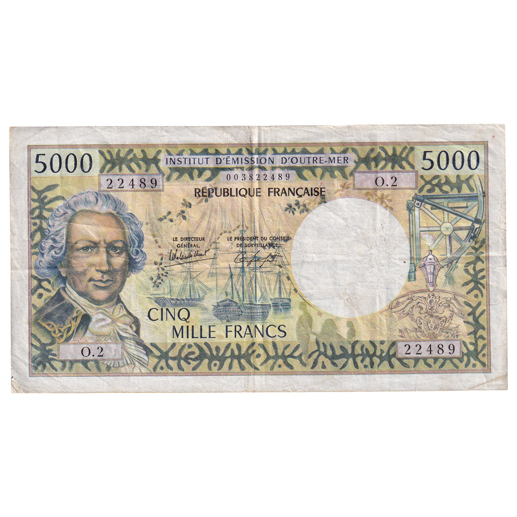 Banknot, 
  
  Tahiti, 
  
  5000 Frank