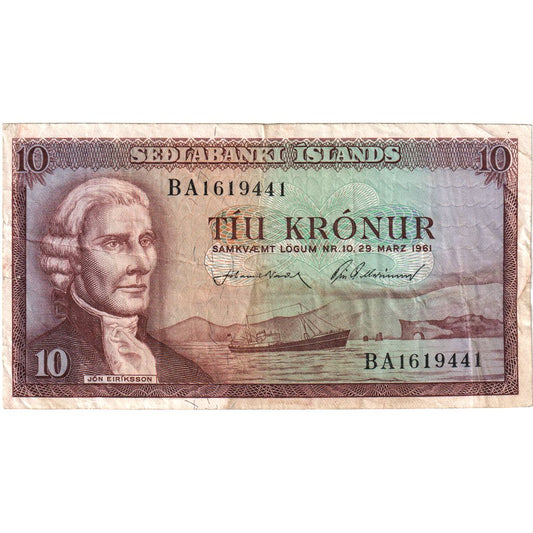 İzlanda, 
  
  10 Kronur, 
  
  1961-03-29