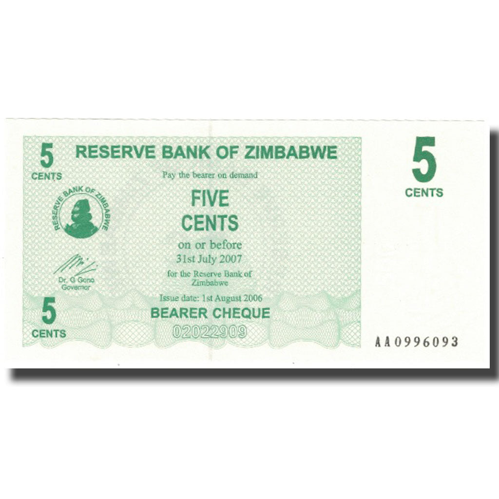 Banknot, 
  
  Zimbabve, 
  
  5 sent