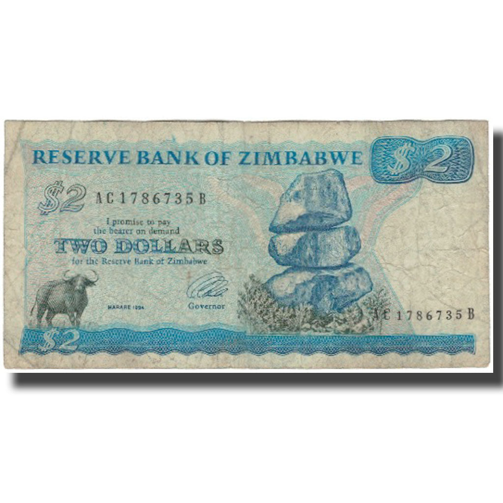 Banknot, 
  
  Zimbabve, 
  
  2 Dolar