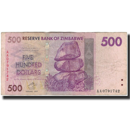 Banknot, 
  
  Zimbabve, 
  
  500 Dolar