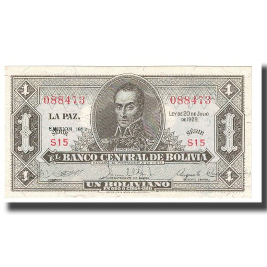 Banknot, 
  
  Bolivya, 
  
  1 Bolivya